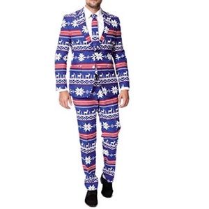 Opposuits Snowflake Reindeer Pants Blazer Set SZ40